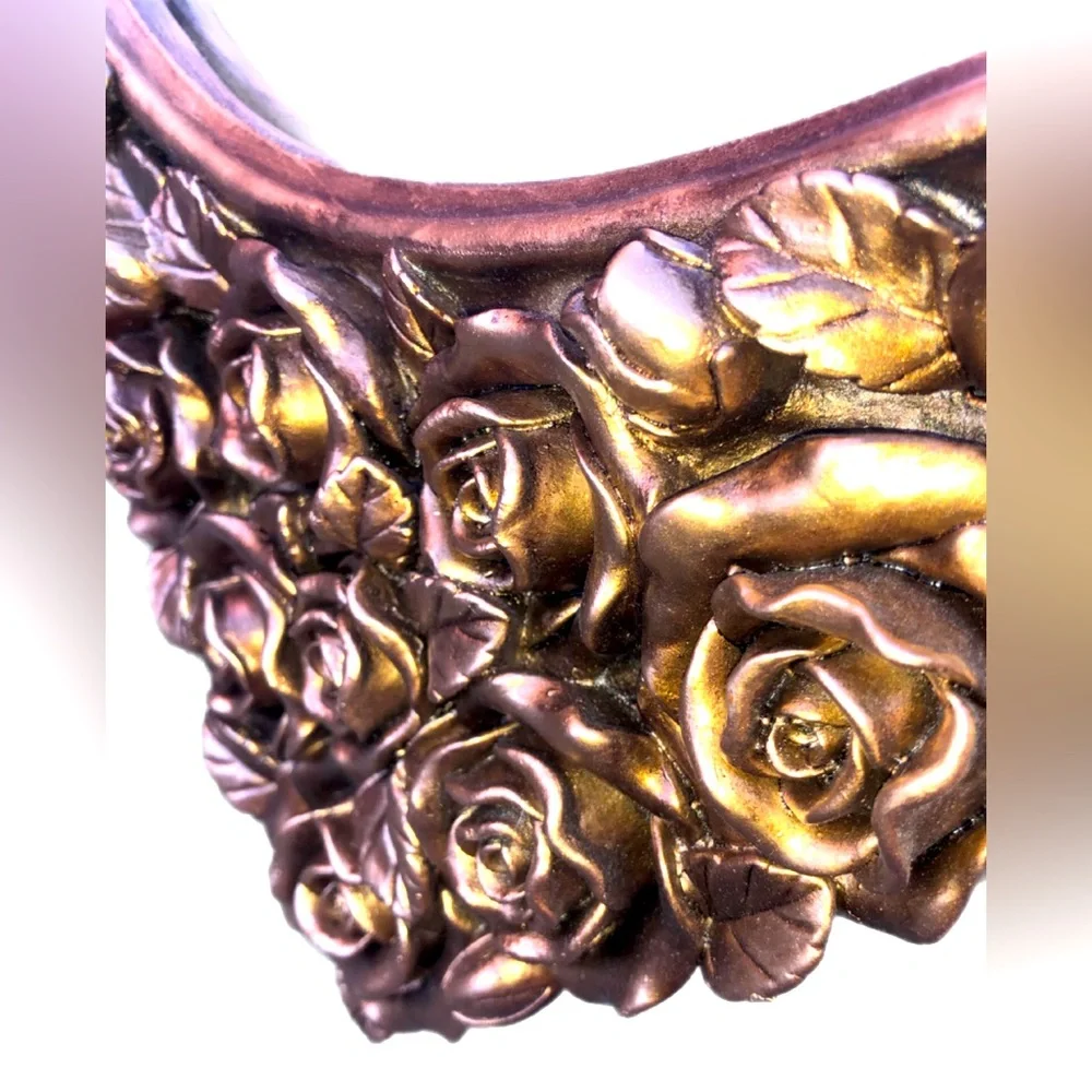 Golden Brass Frame Roses Mirror Wall Decoration Gold Valentine’s Day Gift Idea